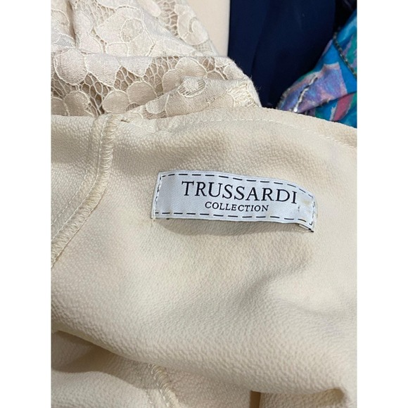 Vintage Trussardi Collection Cream Lace Dress‎ Italian Designer Fit & Flare US 6 - Picture 10 of 16